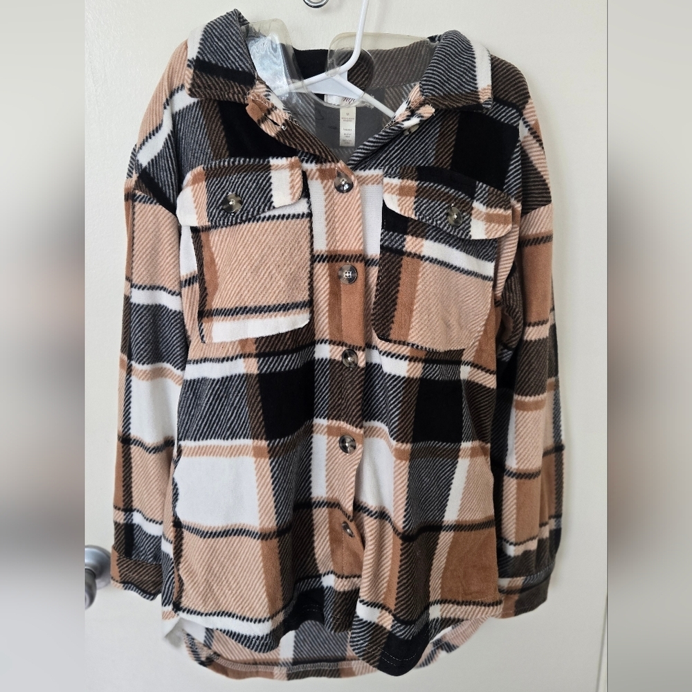 NYC Soft Plaid Jacket Black, White, Tan NWOT